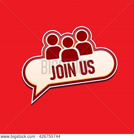 Join Us Now Three-dimensional Square Button Isolated On White Background Eps 10