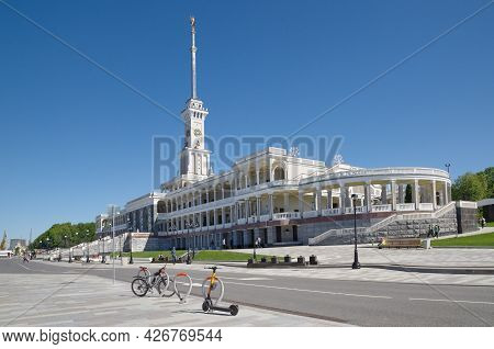 Moscow, Russia - June 3, 2021: View Of The Building Of The Northern River Station And The Embankment