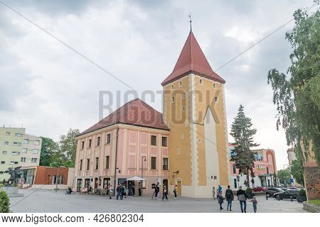 Lubin, Poland - June 1, 2021: Gothic 14th Century Glogow Tower.