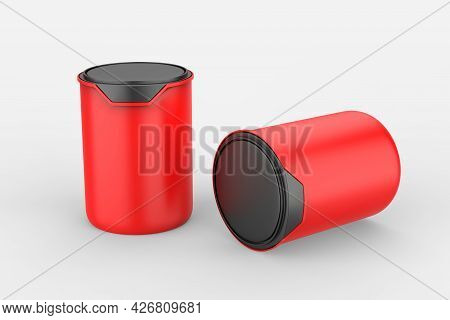 Paint Can With A Lid Isolated On White Background, Template For Design And Advertising, Mockup. 3d I
