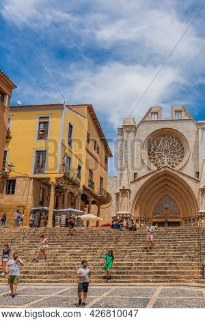 Tarragona, Spain - June 23. 2021: Town View With The Cathedral In Tarragona, Catalonia