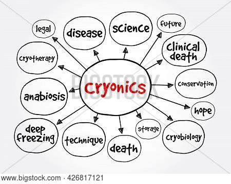 Cryonics Mind Map, Science Concept For Presentations And Reports