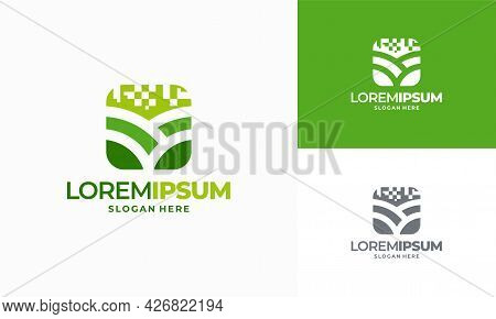 Digital Agriculture Logo Template Design, Leaf Tech Logo Designs, Green Technology Logo Designs Conc