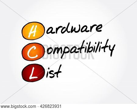 Hcl - Hardware Compatibility List Acronym, Technology Concept Background