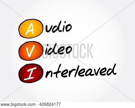 Avi - Audio Video Interleaved Acronym, Technology Concept Background