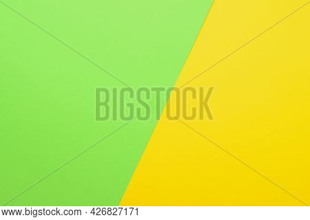 Yellow And Green Background, Abstraction, Geometric Shapes. Colored Paper Background.