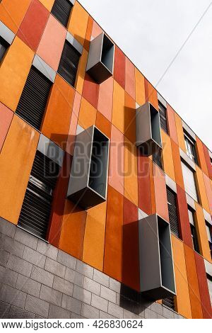 Madrid, Spain - March 7, 2021: Modern Social Housing In Ecobulevar Area Of Vallecas District