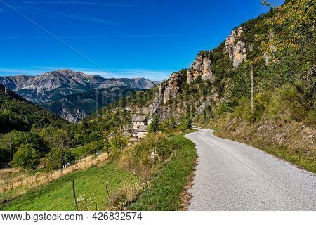 Panoramic View Of The Mercantour National Park Near Valberg, French Alps, France In Europe