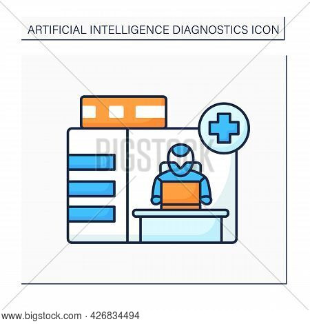 Ai In Medicine Color Icon. Emergency Service. Modern Technologies In Medical Sphere. Ai Diagnostic C