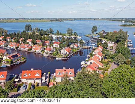 Aerial from the village Langweer in Friesland the Netherlands