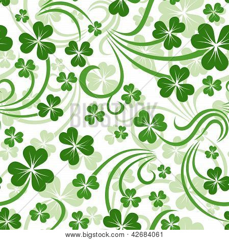 Dia sem costura fundo vector St. Patrick com trevo.