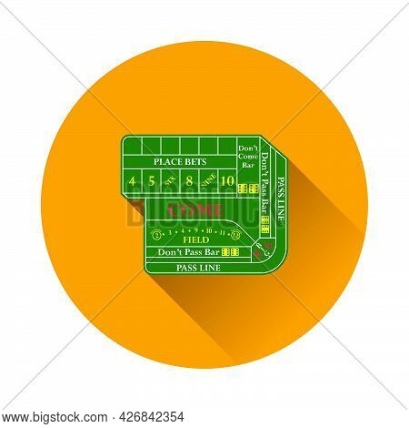 Craps Table Icon. Flat Circle Stencil Design With Long Shadow. Vector Illustration.