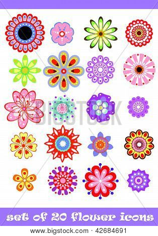 20 Ícones de flor colorida