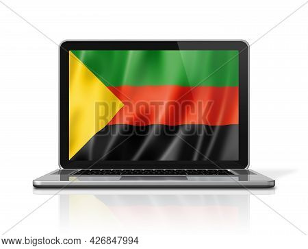 Azawad Mnla Flag On Laptop Screen Isolated On White. 3d Illustration Render.