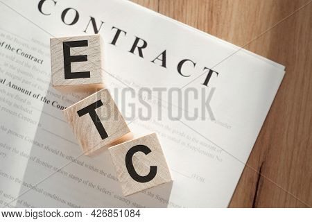 Inscription Etc Et Cetera Abbreviation In Wooden Letters