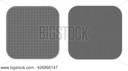 Pixel Halftone Rounded Square Icon. Vector Halftone Pattern Of Rounded Square Icon Formed Of Round P