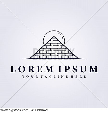 Egypt Pyramid Ancient Landmark Line Art Logo Vector Illustration Design