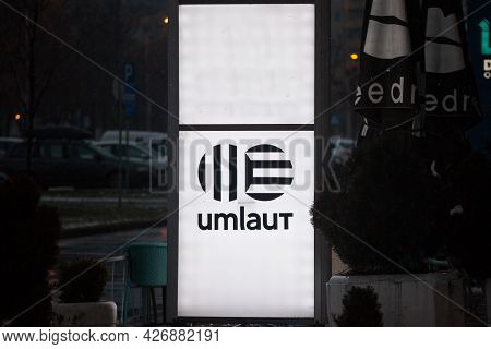 Belgrade, Serbia - January 10, 2021: Umlaut Logo On Their Main Office For Belgrade, Serbia. Umlaut H