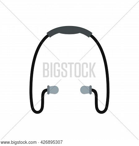 Sport Wireless Earbuds Icon. Flat Illustration Of Sport Wireless Earbuds Vector Icon Isolated On Whi