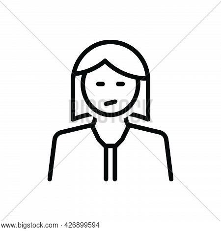 Black Line Icon For Annoying Vexatious Bothersome Grumpy Girl