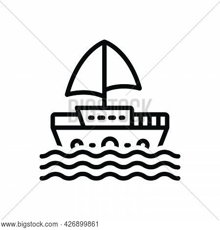 Black Line Icon For Boating Sailing Nautical Boat Shipe