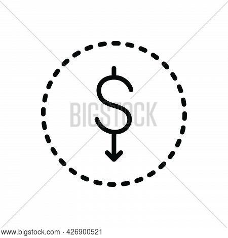 Black Line Icon For Cheaper Inexpensive Budget Investment Cheap Lower Dollar
