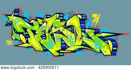 Abstract Urban Graffiti Street Art Word Tesl Lettering Vector