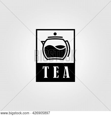 Label Of Teapot Logo Vintage Illustration Vector Design
