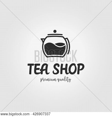 Teapot Logo Tea Shop Vintage Vector Illustration Design