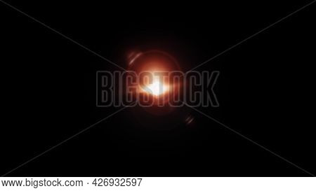 3d Illustration Lens Flare. Light Over Black Background. Optical Flare 3d Rendering Effect Element T