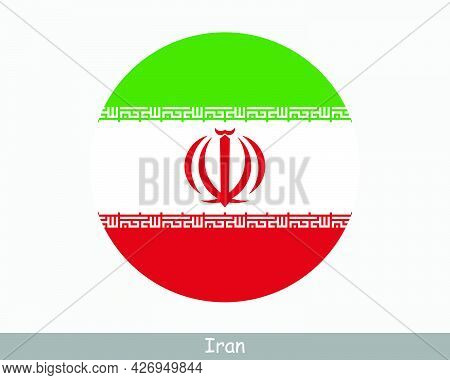 Iran Round Circle Flag. Persia Circular Button Banner Icon. Iranian Persian Flag Eps Vector