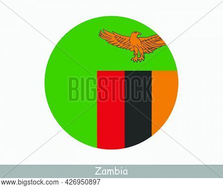 Zambia Round Circle Flag. Zambian Circular Button Banner Icon. Eps Vector