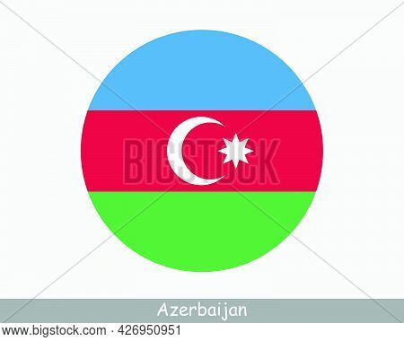 Azerbaijan Round Circle Flag. Azerbaijani Azeri Circular Button Banner Icon. Eps Vector