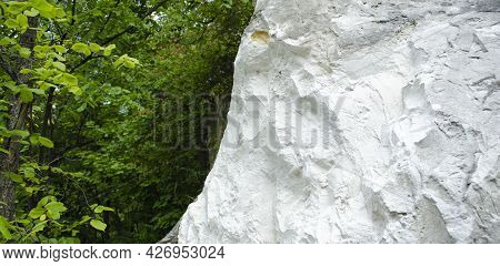 White Wall, Stone Abstract Texture For Background. Two-piece Background Green And White Like Yin And