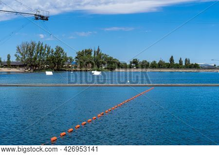 The Track In The Wake Park For Wakeboarding On The Lake
