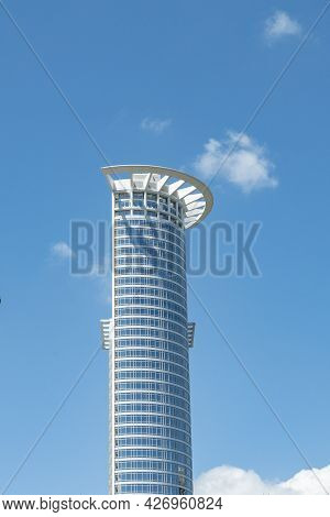 Frankfurt, Germany - June 21, 2021: Top Of The Westend Tower, One Of The Tallest Skyscraper In Germa