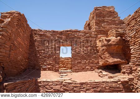 Ancient Indian Ruins At Wupatki National Monument In Arizona - Largest Free Standing Pueblo
