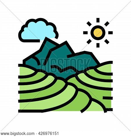 Plantation Of Tea Color Icon Vector. Plantation Of Tea Sign. Isolated Symbol Illustration