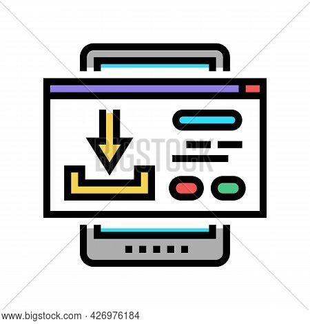 Download Content Ugc Color Icon Vector. Download Content Ugc Sign. Isolated Symbol Illustration
