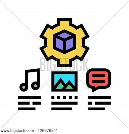 Settings Of Audio, Image And Test Ugc Color Icon Vector. Settings Of Audio, Image And Test Ugc Sign.
