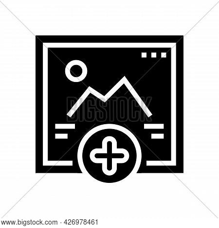 Adding Image Social Media Ugc Glyph Icon Vector. Adding Image Social Media Ugc Sign. Isolated Contou
