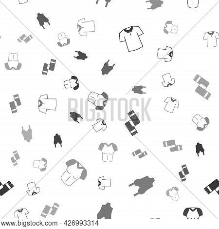 Set Shirt, Swimsuit, Winter Scarf And T-shirt On Seamless Pattern. Vector