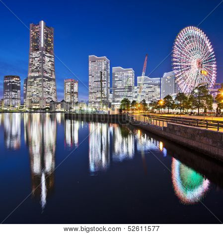 Yokohama, Japan skyline at Minato Mirai waterfront district.
