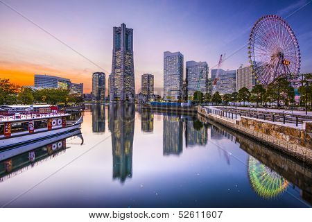 Yokohama, Japan skyline at Minato Mirai waterfront district.
