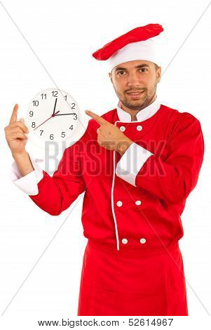 Cheerful Chef With Clock