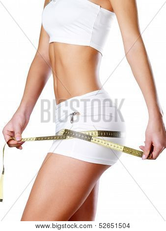 Beautiful Feamle Body With Measuring Tape.