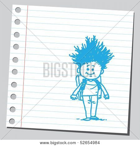 Schoolkid with funny haircut