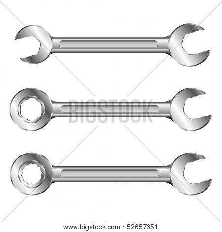 detailed illustration of a set of steel spanners