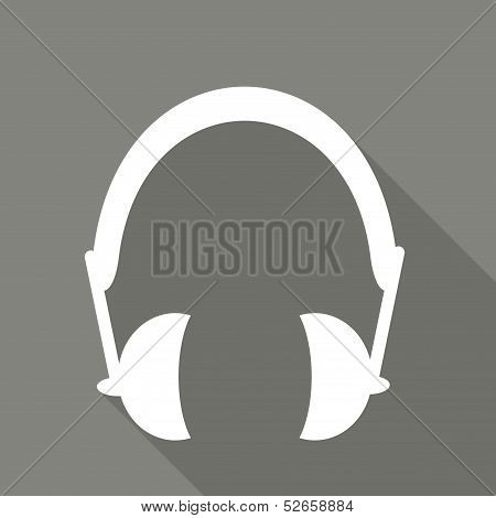 Headphones web icon, flat design