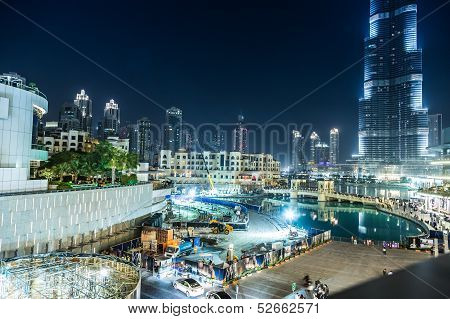 View On Burj Khalifa, Dubai, Uae, At Night
